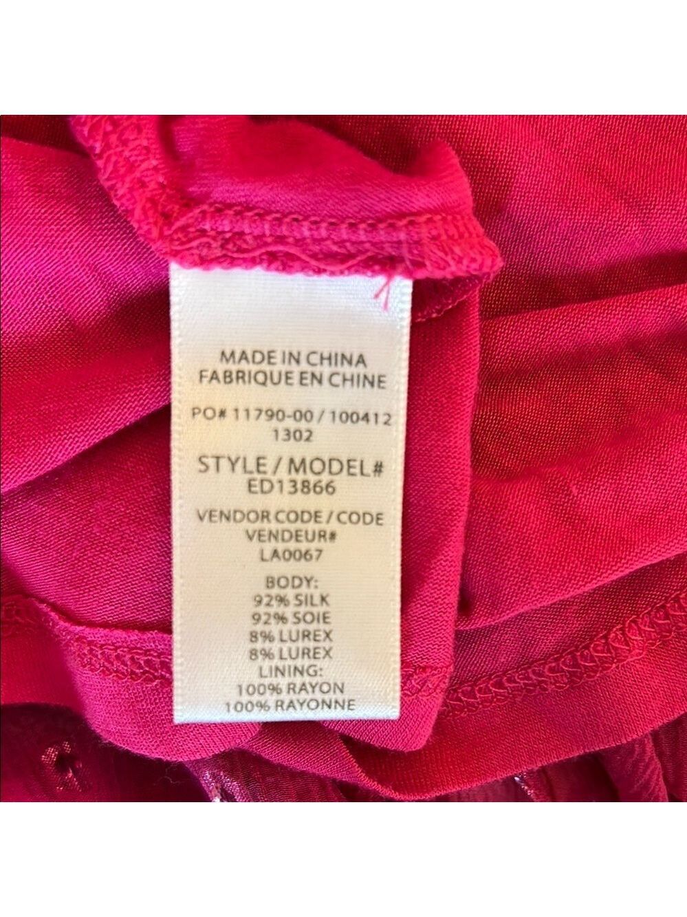 Ella Moss Fuchsia Silk Sparkly Sundress size S - Picture 13 of 13